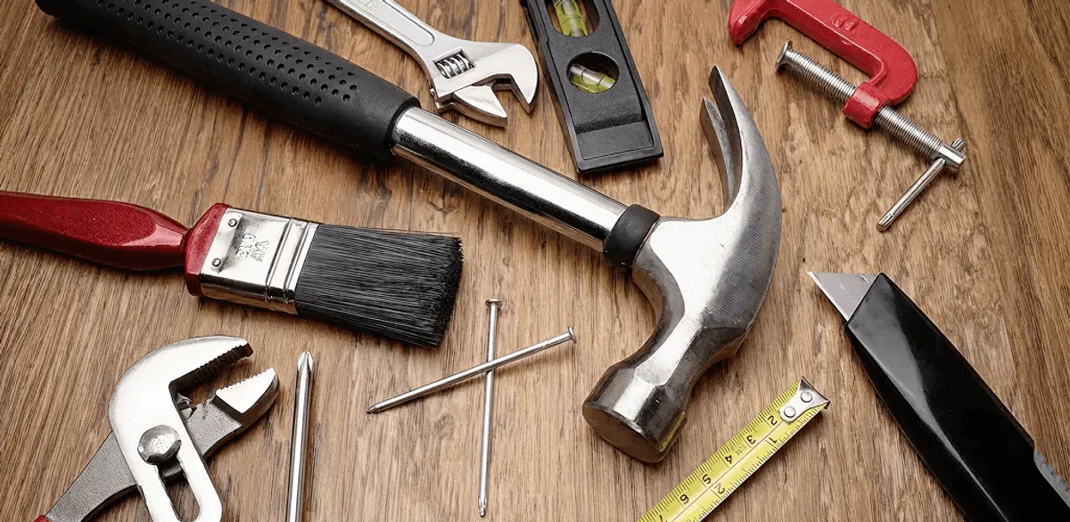 Handyman tools laid out for home repair and maintenance work in Sarasota, FL